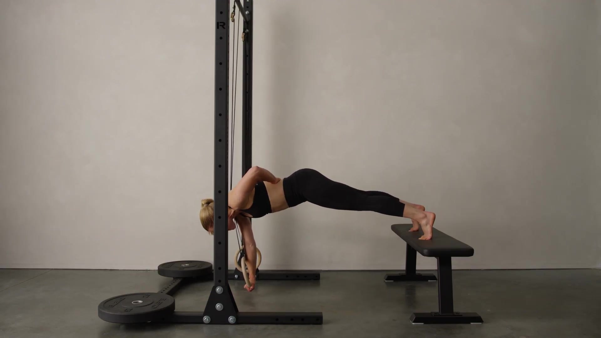 Single Arm Feet Elevated Ring Plank Video, Instructions & Variations